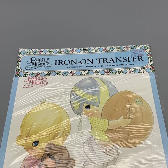 Vtg Precious Moments Iron On Transfer 502 Boy with Teddy Football Spectrix NOS - Picture 2 of 6